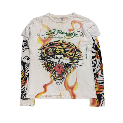 Ed Hardy Christian Audigier vintage white longsleeve t-shirt