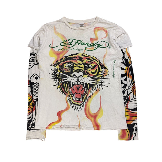 Ed Hardy Christian Audigier vintage white longsleeve t-shirt