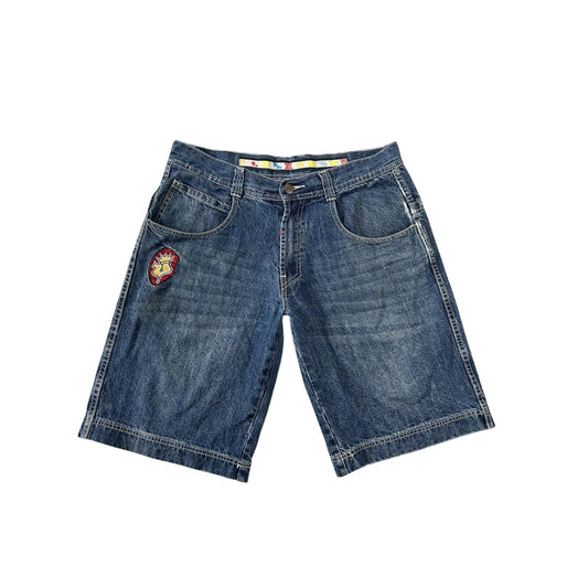 JNCO Jorts Y2K vintage blue denim shorts big logo