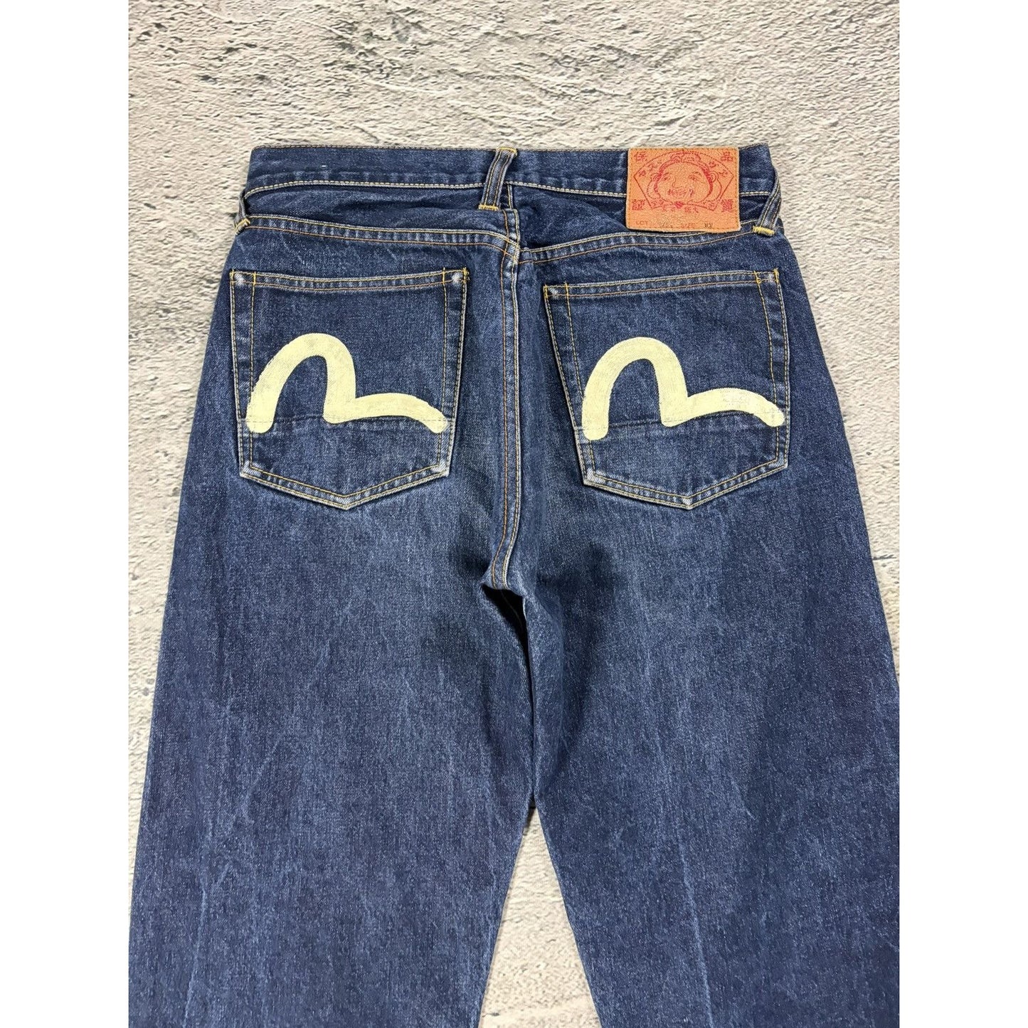 Evisu jeans vintage handpainted seagull logo selvedge white