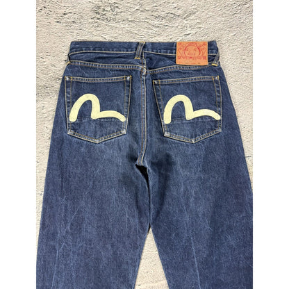 Evisu jeans vintage handpainted seagull logo selvedge white