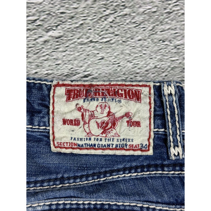 True Religion jeans Nathan Giant Y2K blue white stitching
