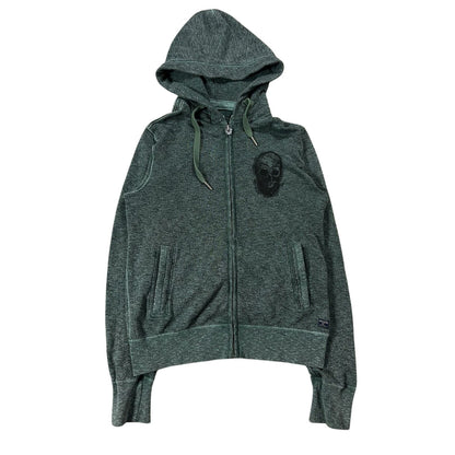 True Religion zip hoodie vintage Skull Green studded