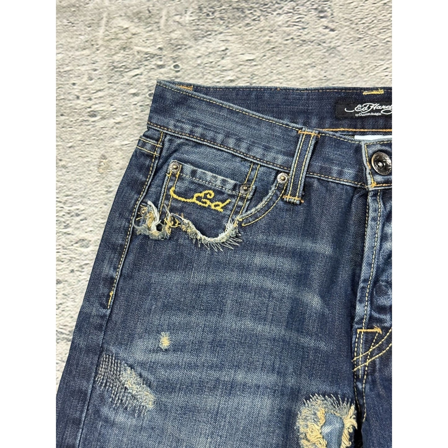 Ed Hardy vintage jeans tigers embroidered big logo pants