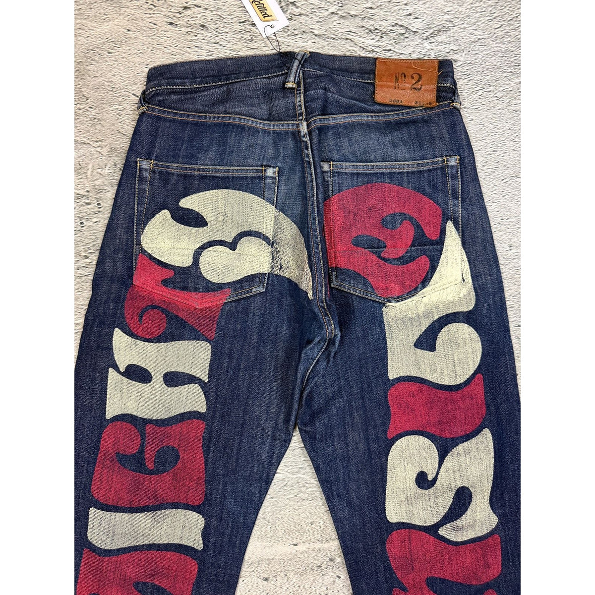 Evisu jeans daicock red letters mighty raw denim Selvedge