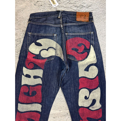 Evisu jeans daicock red letters mighty raw denim Selvedge