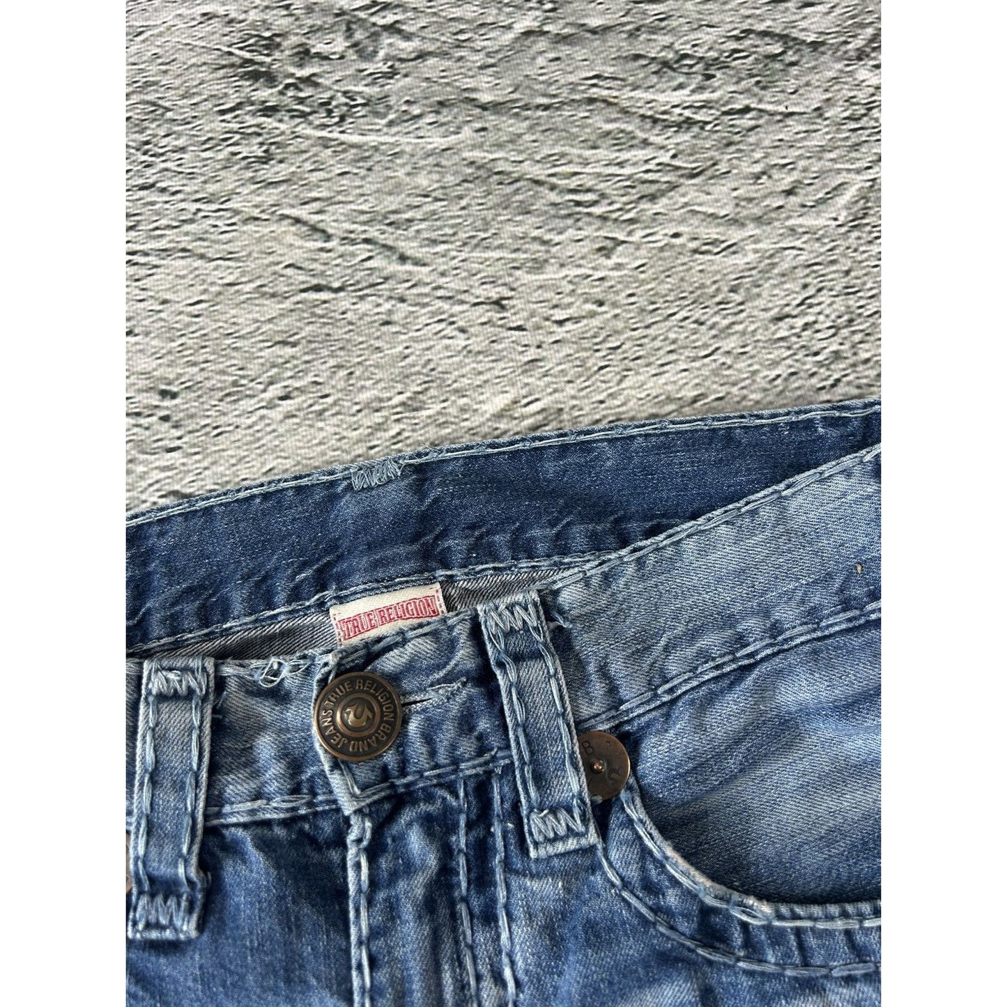 True Religion vintage jeans Blue thick stitching Vince Y2K