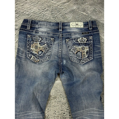Miss Me flared bootcut white stitching denim vintage y2k