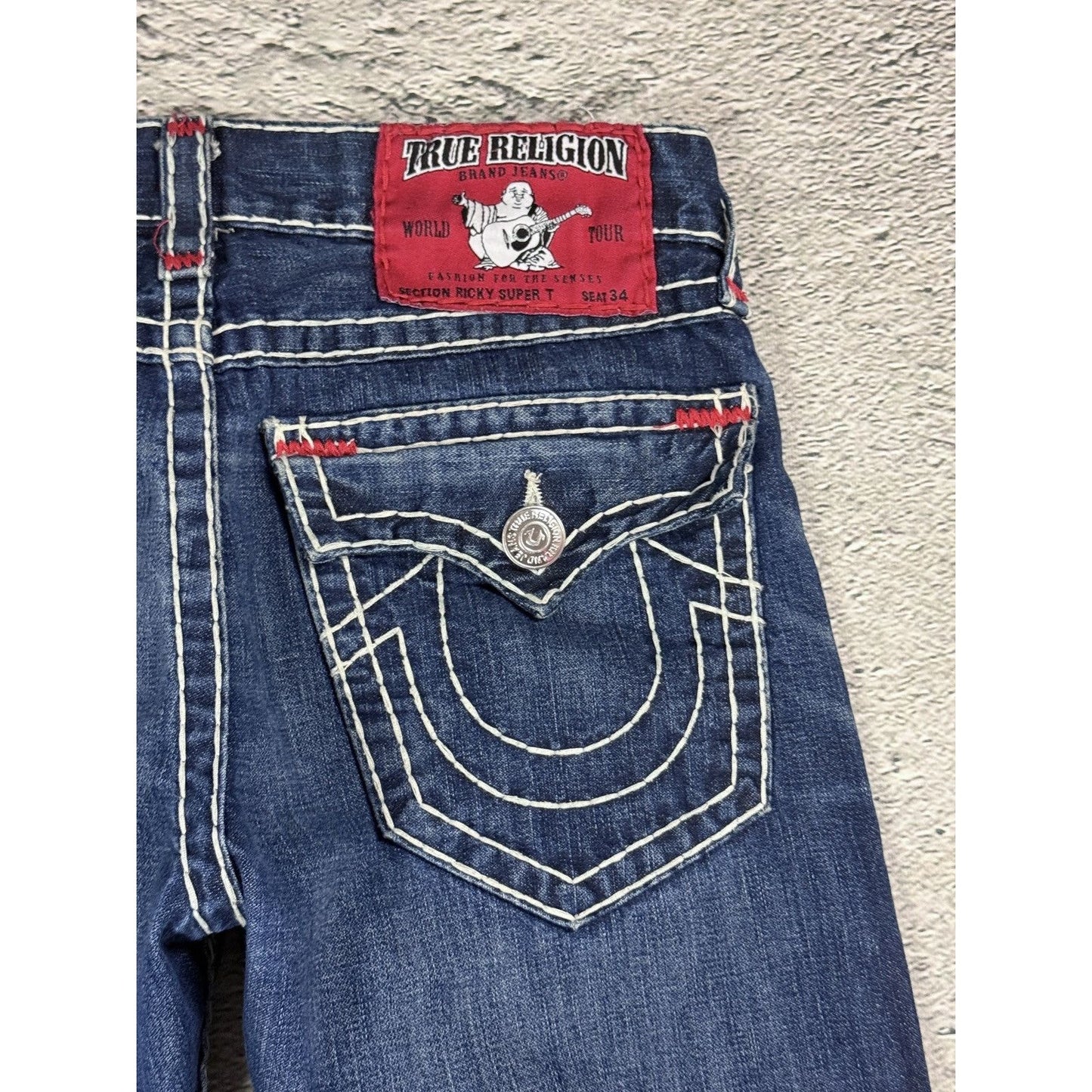 True Religion blue jeans Red Tab stitching Y2K Ricky