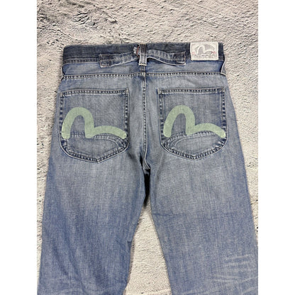 Evisu x Puma vintage baby blue jeans mint seagulls baggy