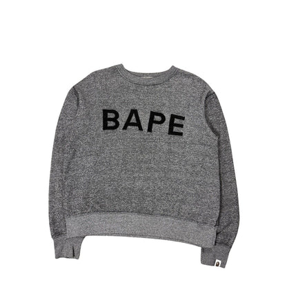 Bape sweatshirt grey big logo spell out black