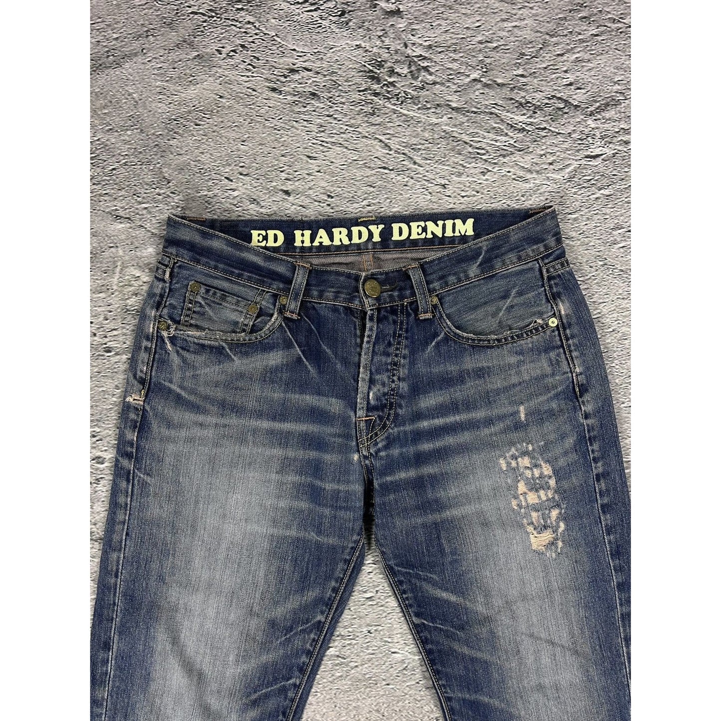 Ed Hardy Christian Audigier vintage jeans big logo pants