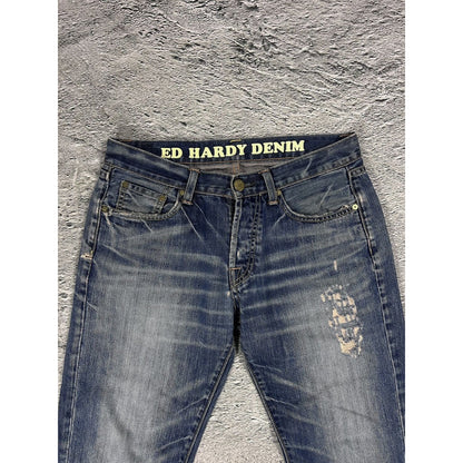 Ed Hardy Christian Audigier vintage jeans big logo pants