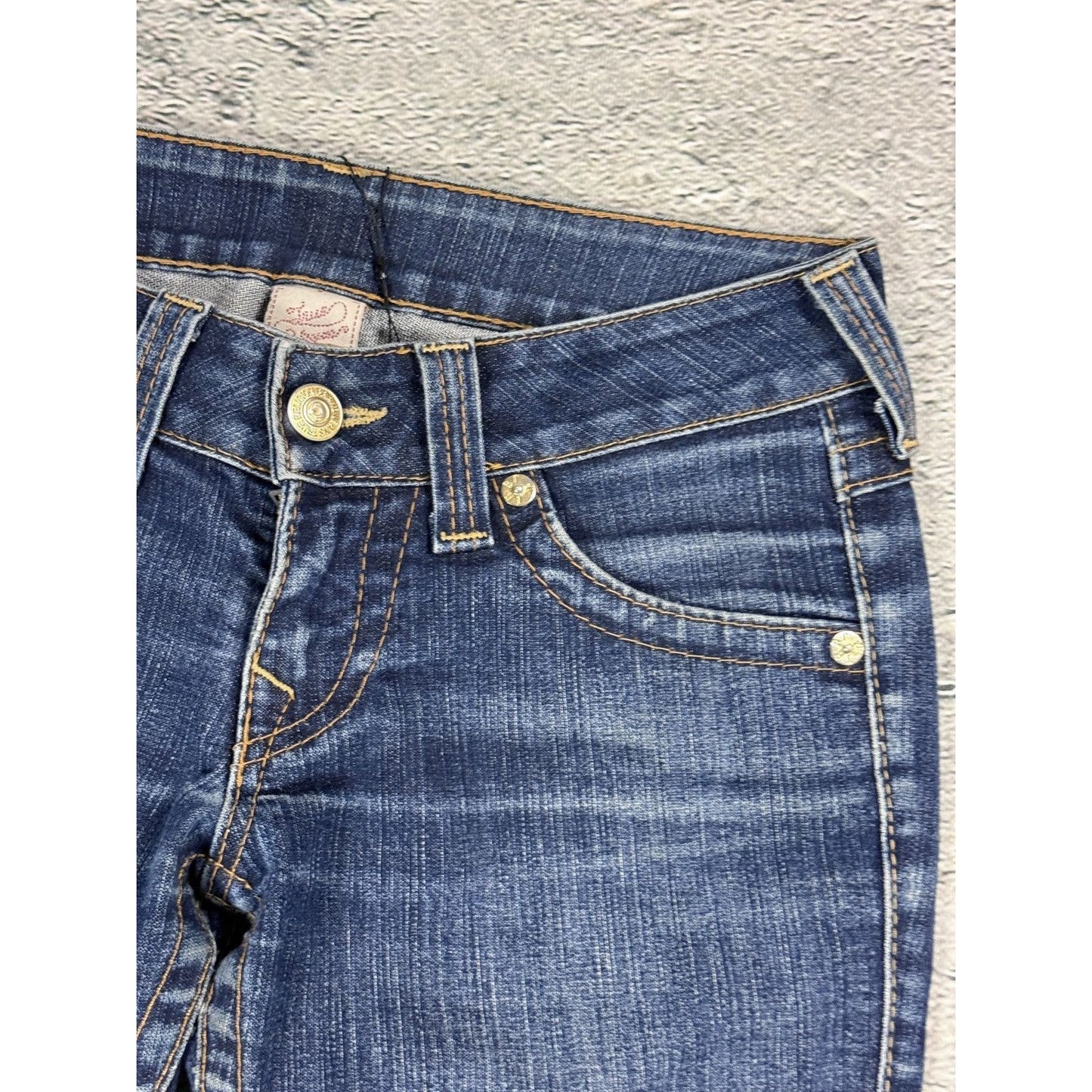 True Religion jeans Flared bootcut navy silver blue painted