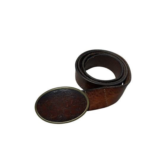 Diesel leather belt big buckle Y2K brown vintage