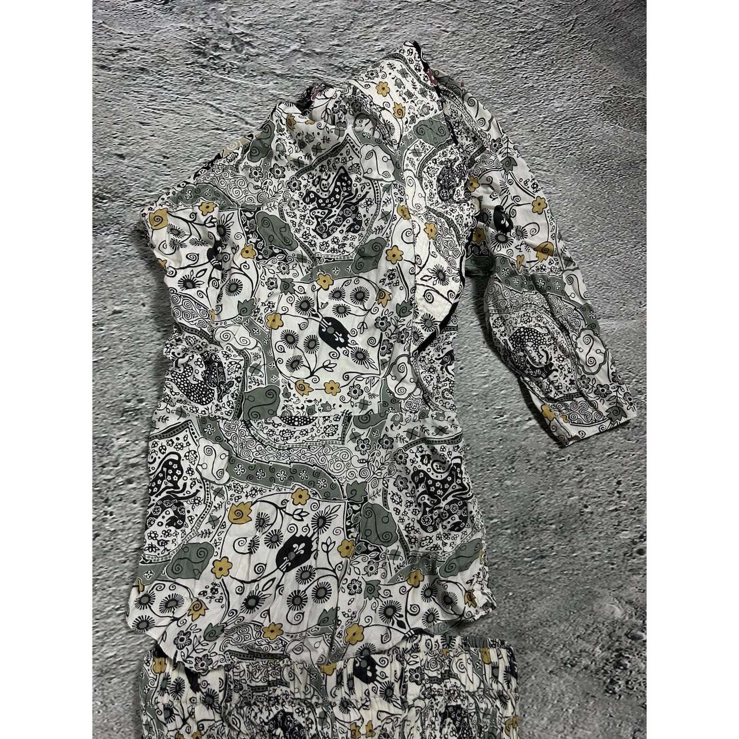 Isabel Marant Étoile beige green floral set skirt + top