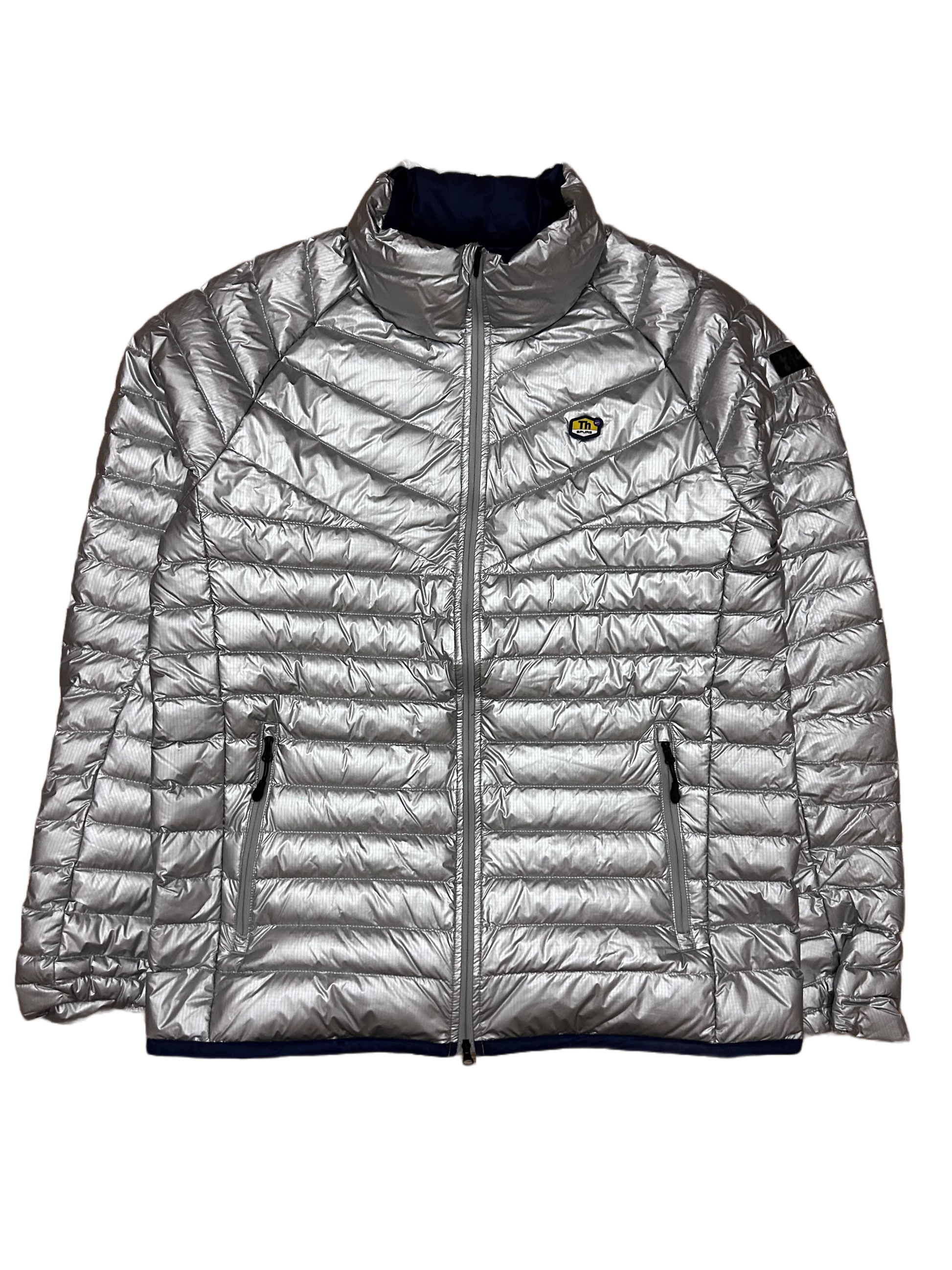 Nike TN Spurs TH vintage silver puffer jacket small logo Refitted