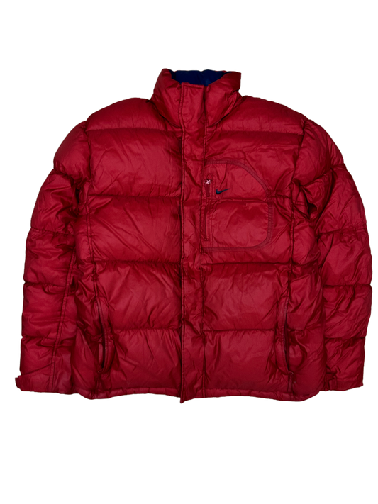 Nike vintage red puffer jacket small swoosh cargo