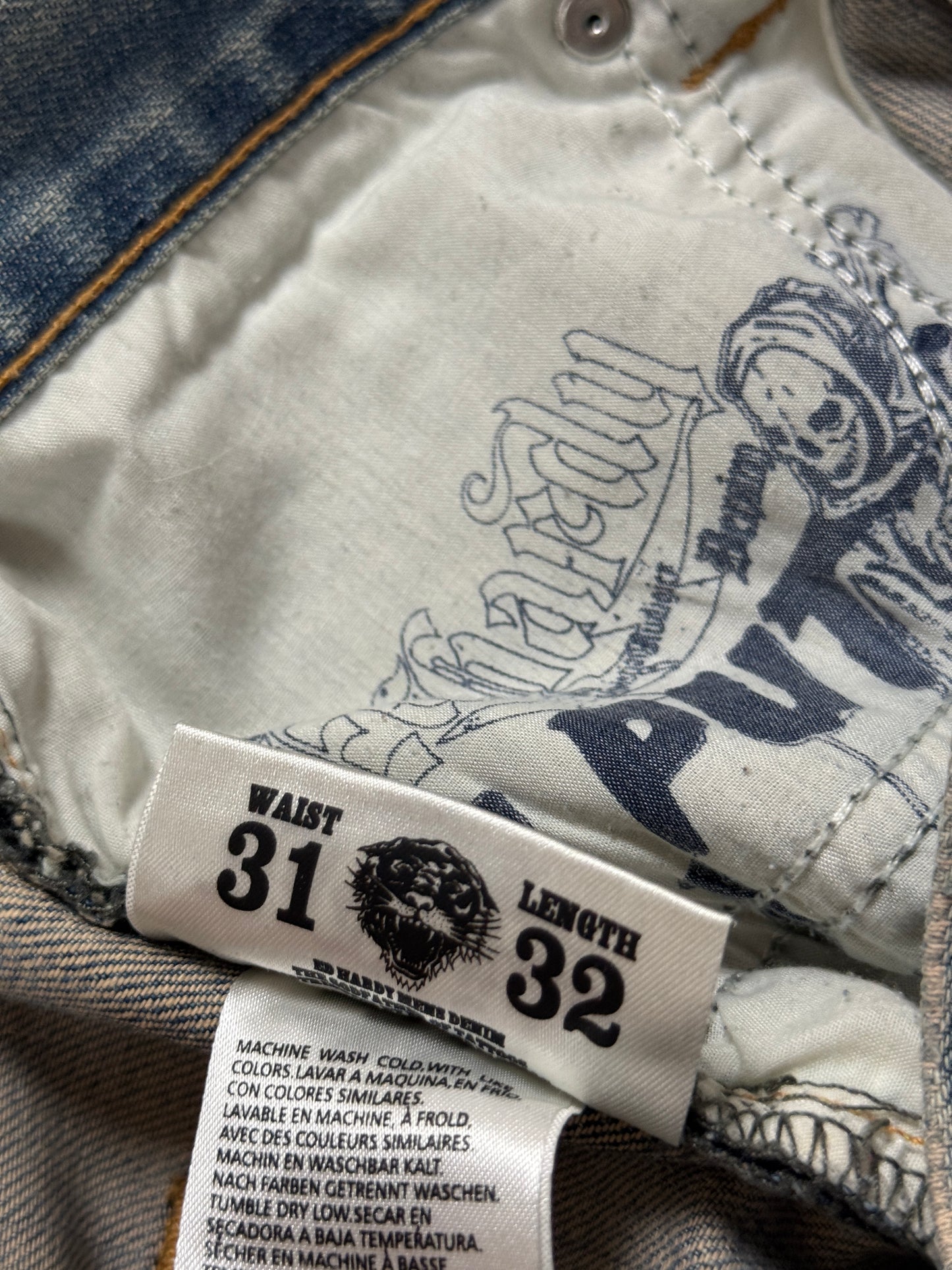 Ed Hardy Christian Audigier vintage jeans big logo pants