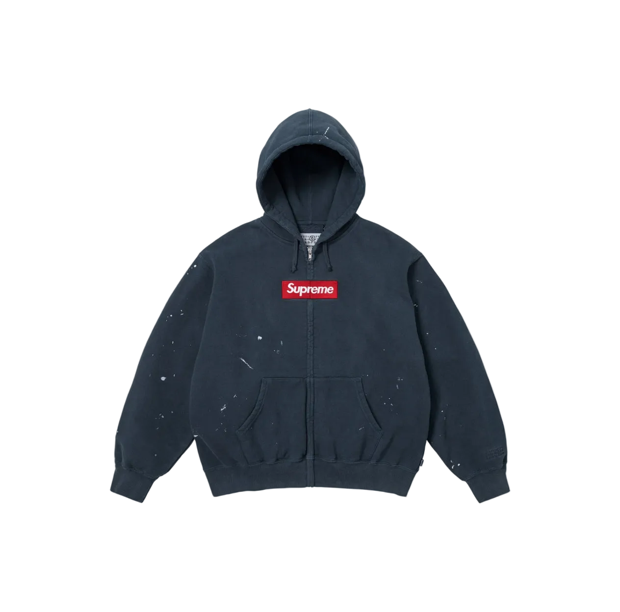 Supreme MM6 Maison Margiela Box Logo Zip Up Hooded Sweatshirt Navy Bogo