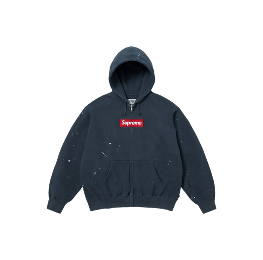 Supreme MM6 Maison Margiela Box Logo Zip Up Hooded Sweatshirt Navy Bogo