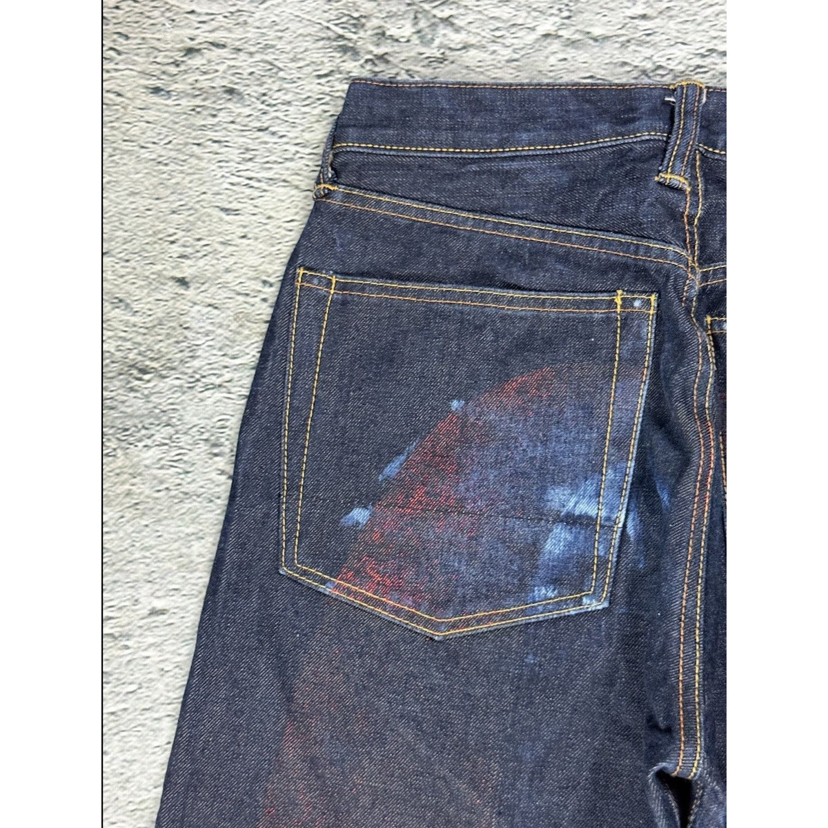 Evisu jeans daicock red navy sample raw denim Selvedge