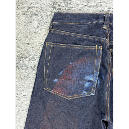 Evisu jeans daicock red navy sample raw denim Selvedge