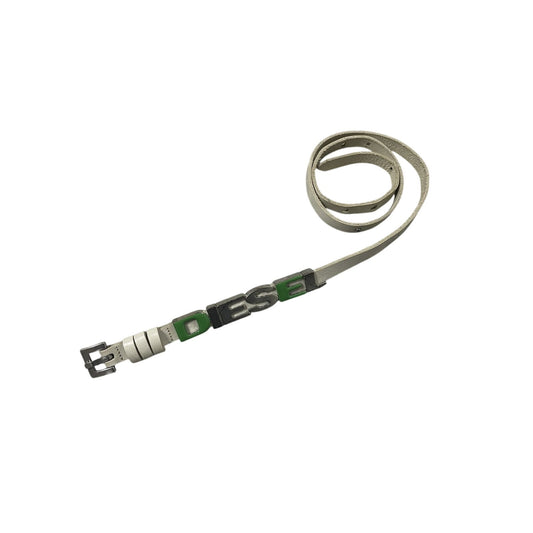 Diesel leather belt multicolour moving letters Y2K white