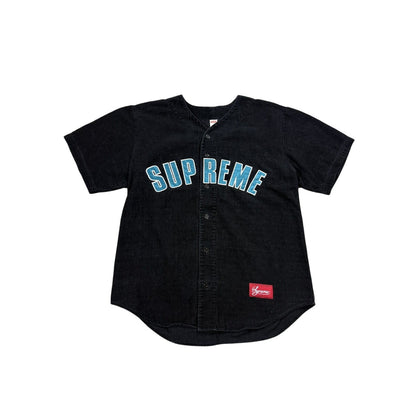 Supreme Button Up Baseball Jersey black big logo