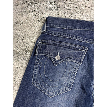 True Religion navy blue jeans white stitching Y2K