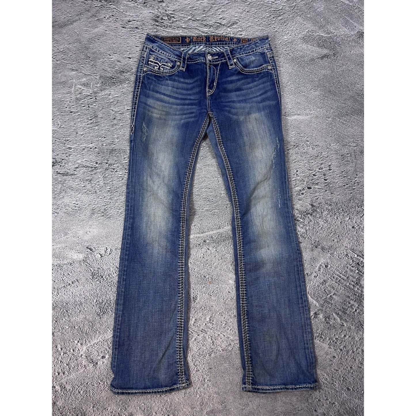Rock Revival rhinestone jeans Y2K flared bootcut Jamila