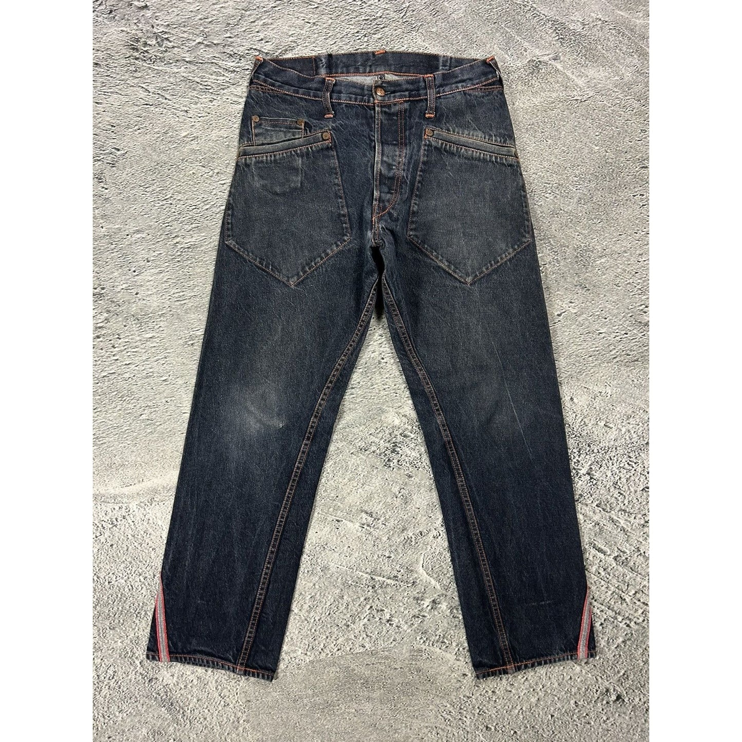 Evisu jeans vintage handpainted seagull inside out selvedge