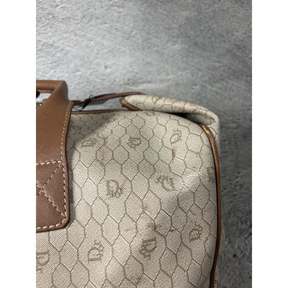 Christian Dior Duffle Bag 80s beige brown honeycomb
