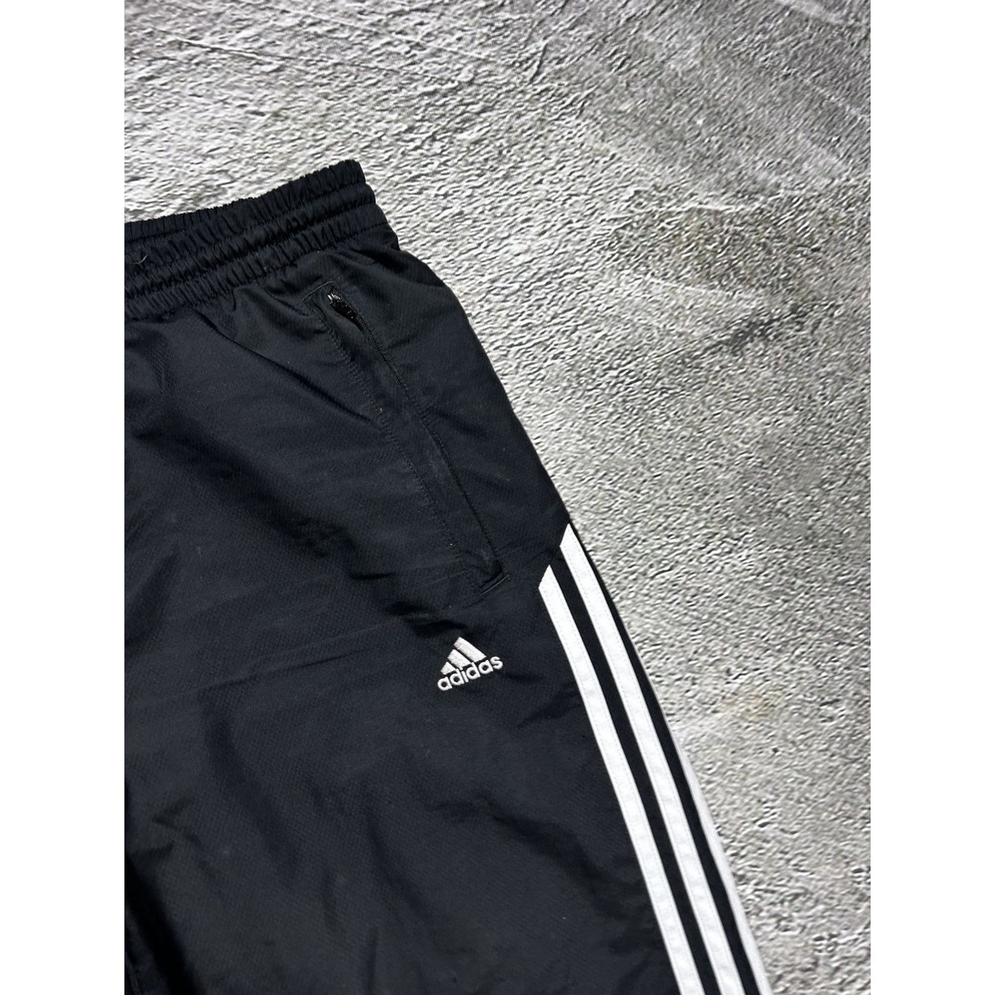 Adidas vintage black track pants small logo 2000s drill Y2K