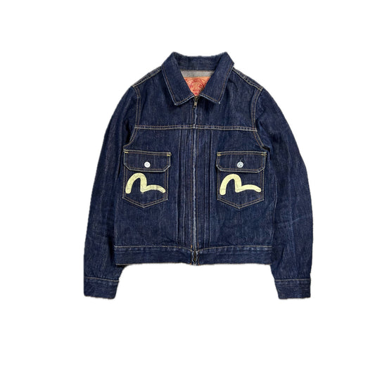 Evisu vintage denim jacket white seagulls navy blue