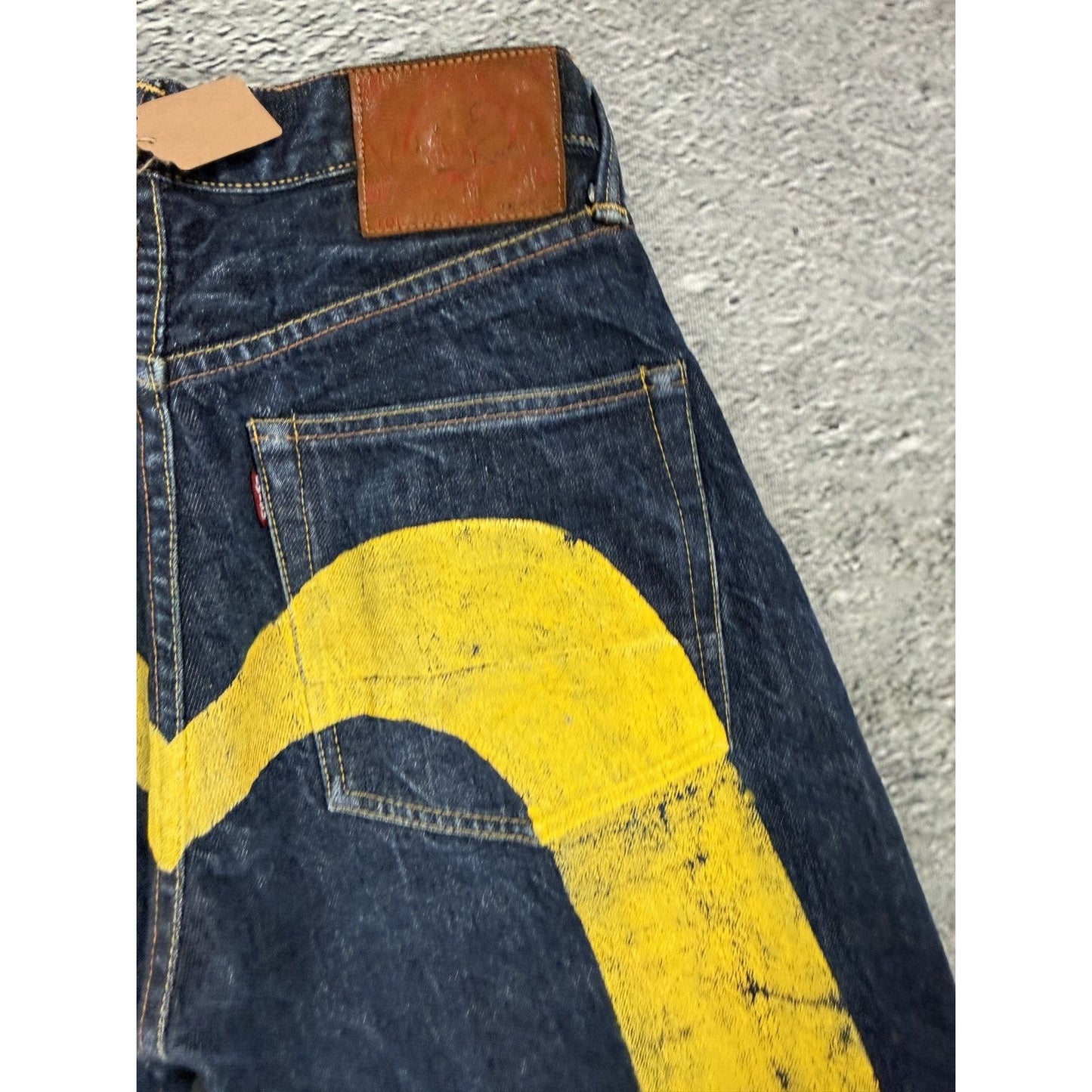Evisu jeans daicock big logo yellow selvedge denim Japan