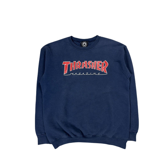Thrasher navy blue sweatshirt red logo