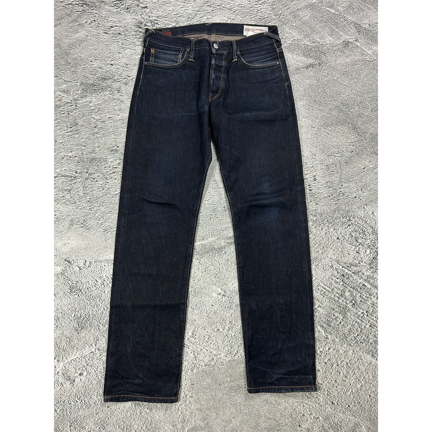 Evisu jeans white daicock big logo blue selvedge denim