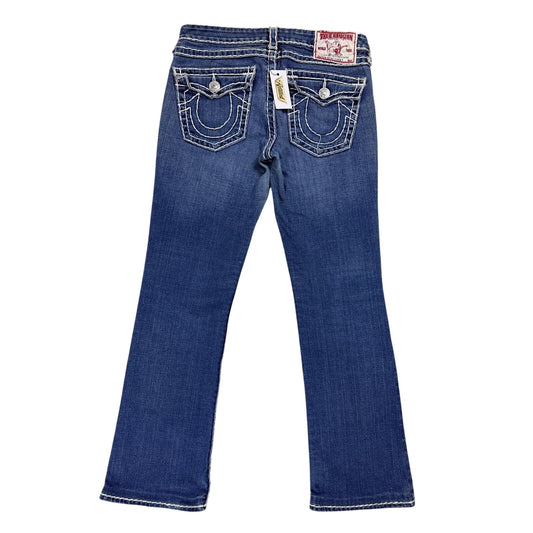 True Religion blue jeans white thick stitching Billy