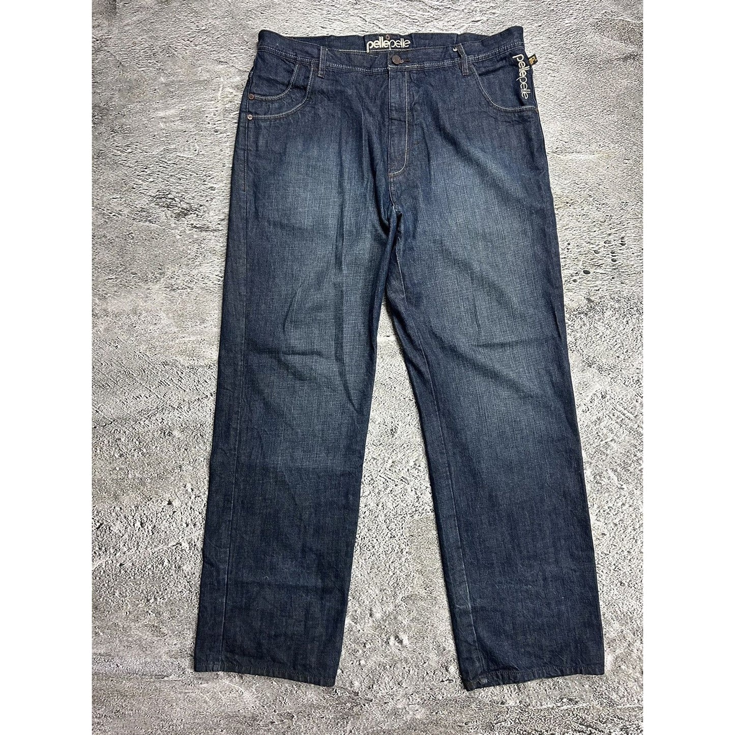 Pelle Pelle vintage navy jeans big logo Y2K baggy