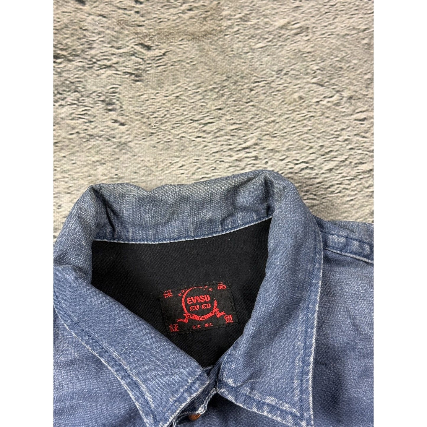 Evisu Japan vintage denim trucker jacket blue washed seagull