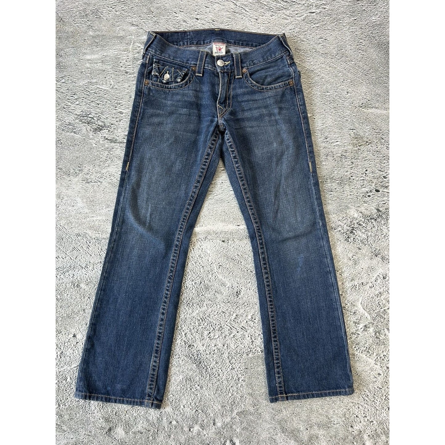 True Religion blue jeans white stitching Y2K bootcut
