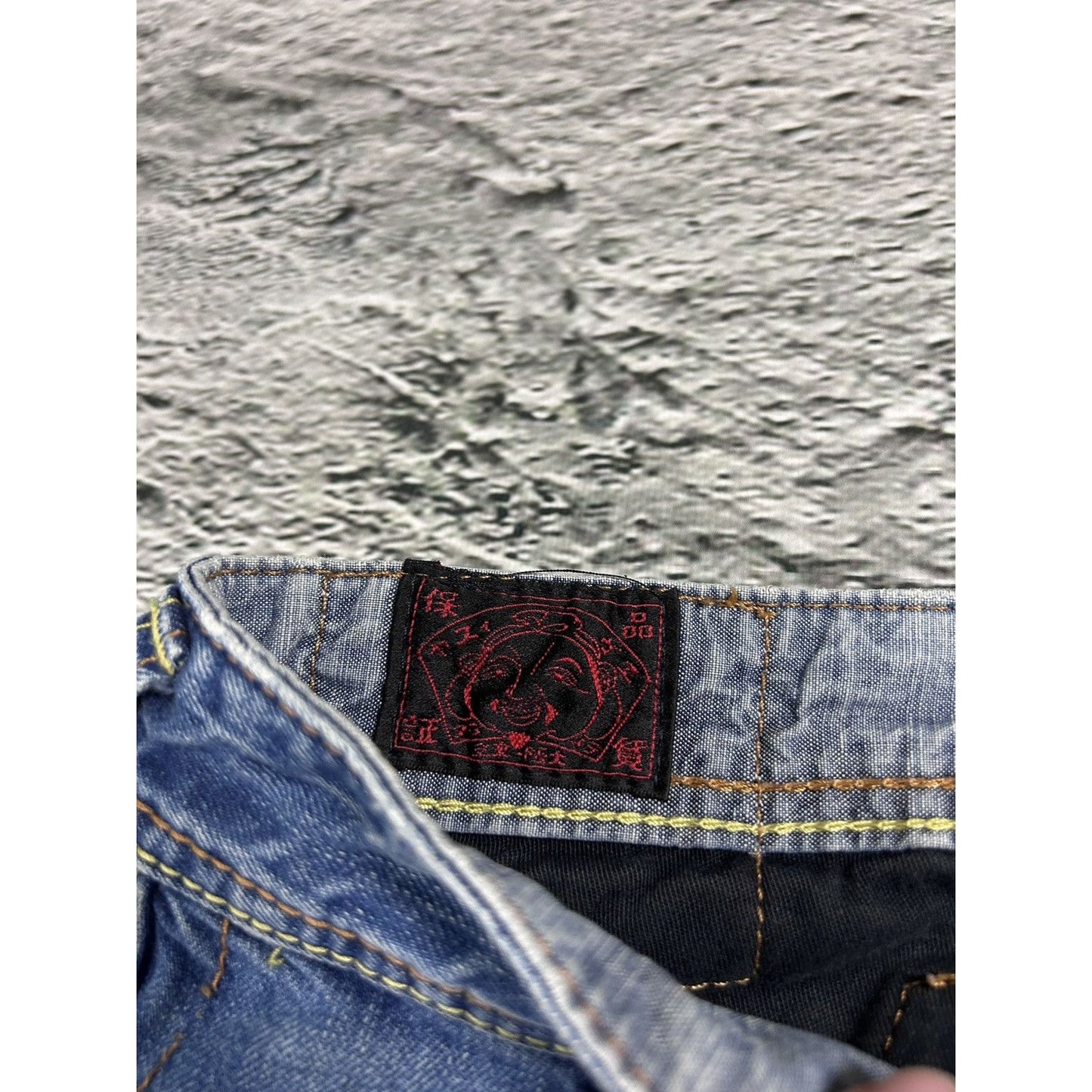 Evisu EU ED jeans vintage denim pants cargo navy blue Y2K