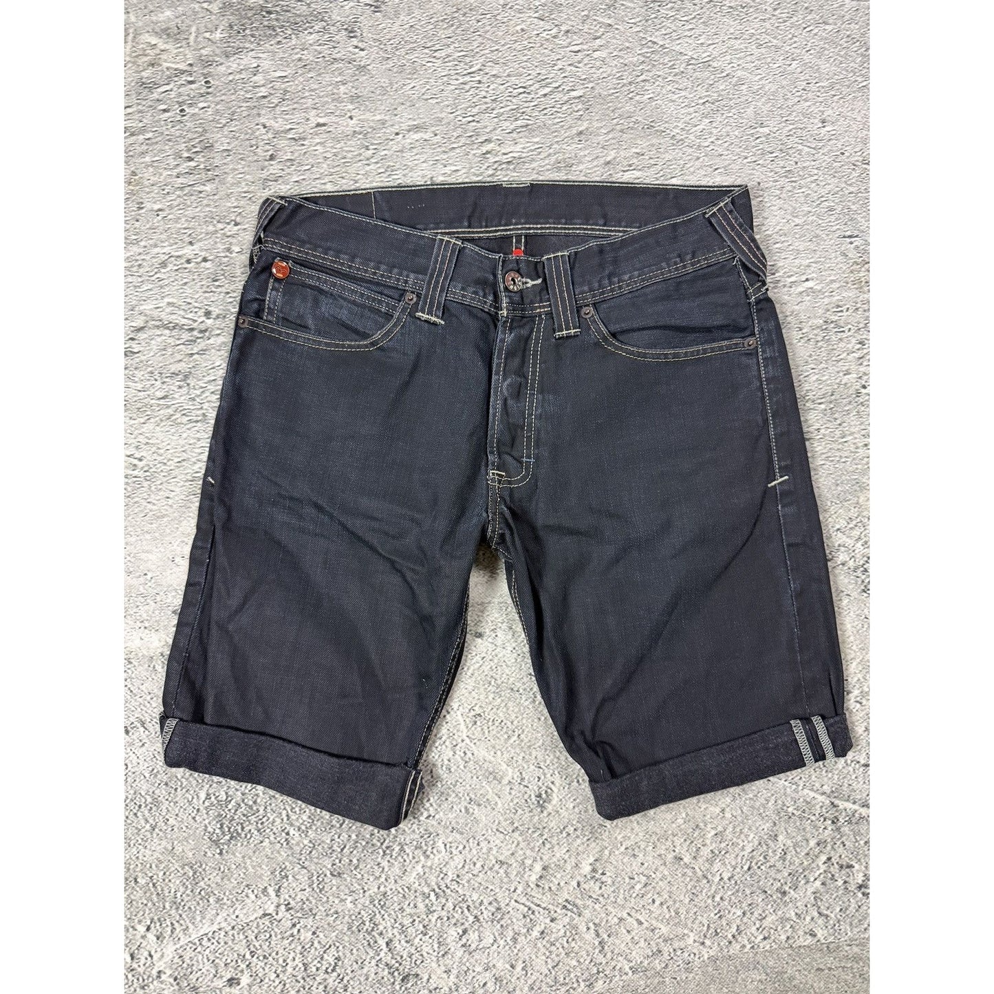 Evisu x Puma jorts black gray shorts raw denim seagulls