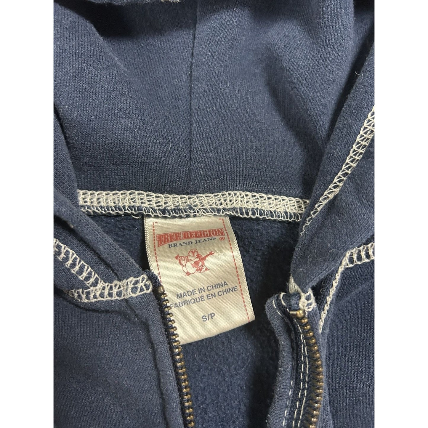 True Religion vintage navy blue zip hoodie rhinestones Y2K