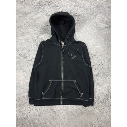 True Religion zip hoodie vintage Black White stitching