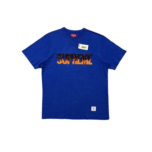 Supreme flames top Royal T-shirt blue SS19