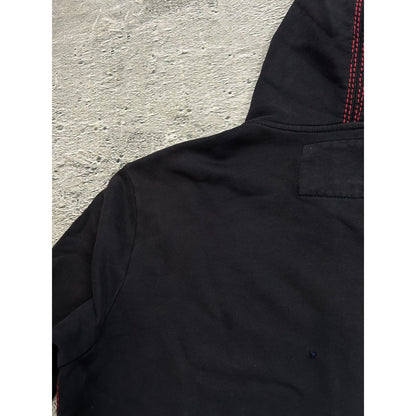 True Religion zip hoodie vintage black red thick stitching
