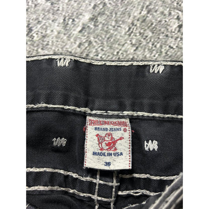 True Religion black jeans white thick stitching Y2K Logan