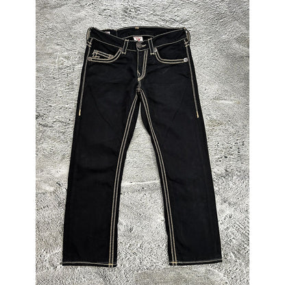 True Religion vintage black jeans gold double stitching